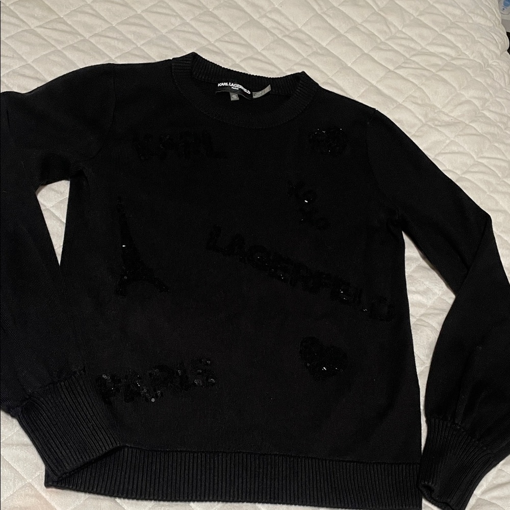 Karl Lagerfeld Black Embellished Sweater